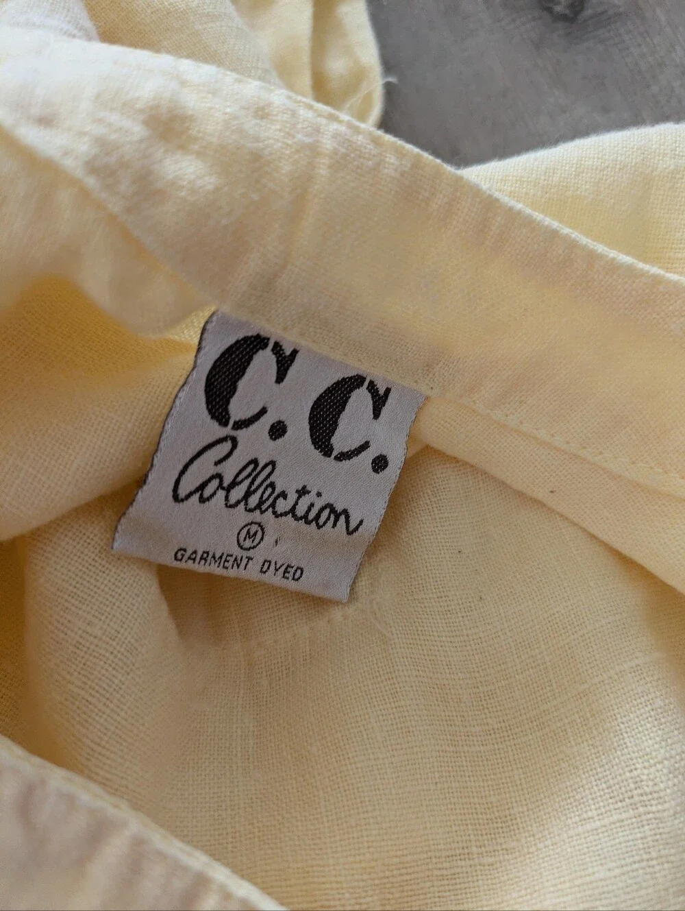 C C Collection Dress Womens M Yellow Midi Sleeveless Linen Floral VTG USA